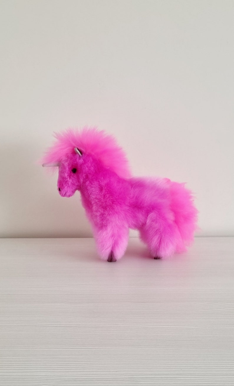 Lovely UNICORN 100% Alpaca Fur, 12IN, handmade in Peru. Free shipping zdjęcie 4