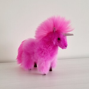 Lovely UNICORN 100% Alpaca Fur, 12IN, handmade in Peru. Free shipping zdjęcie 3