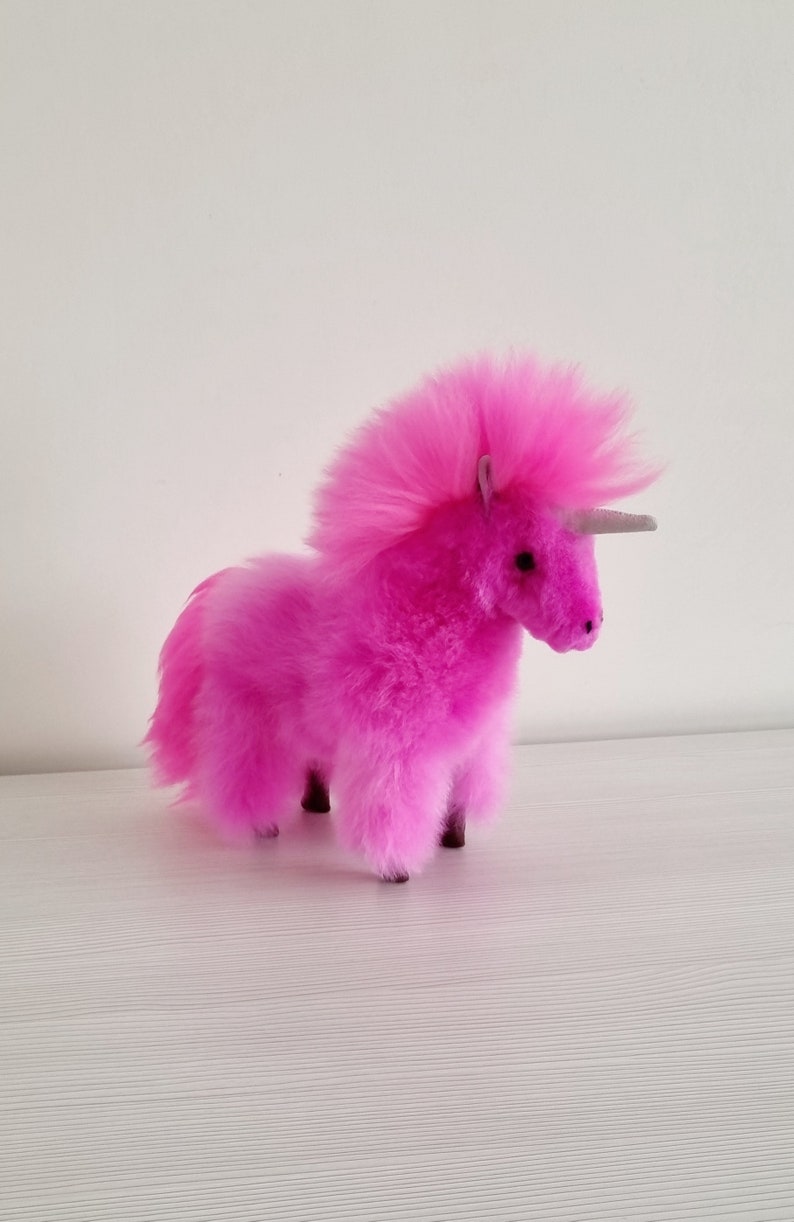 Lovely UNICORN 100% Alpaca Fur, 12IN, handmade in Peru. Free shipping zdjęcie 3