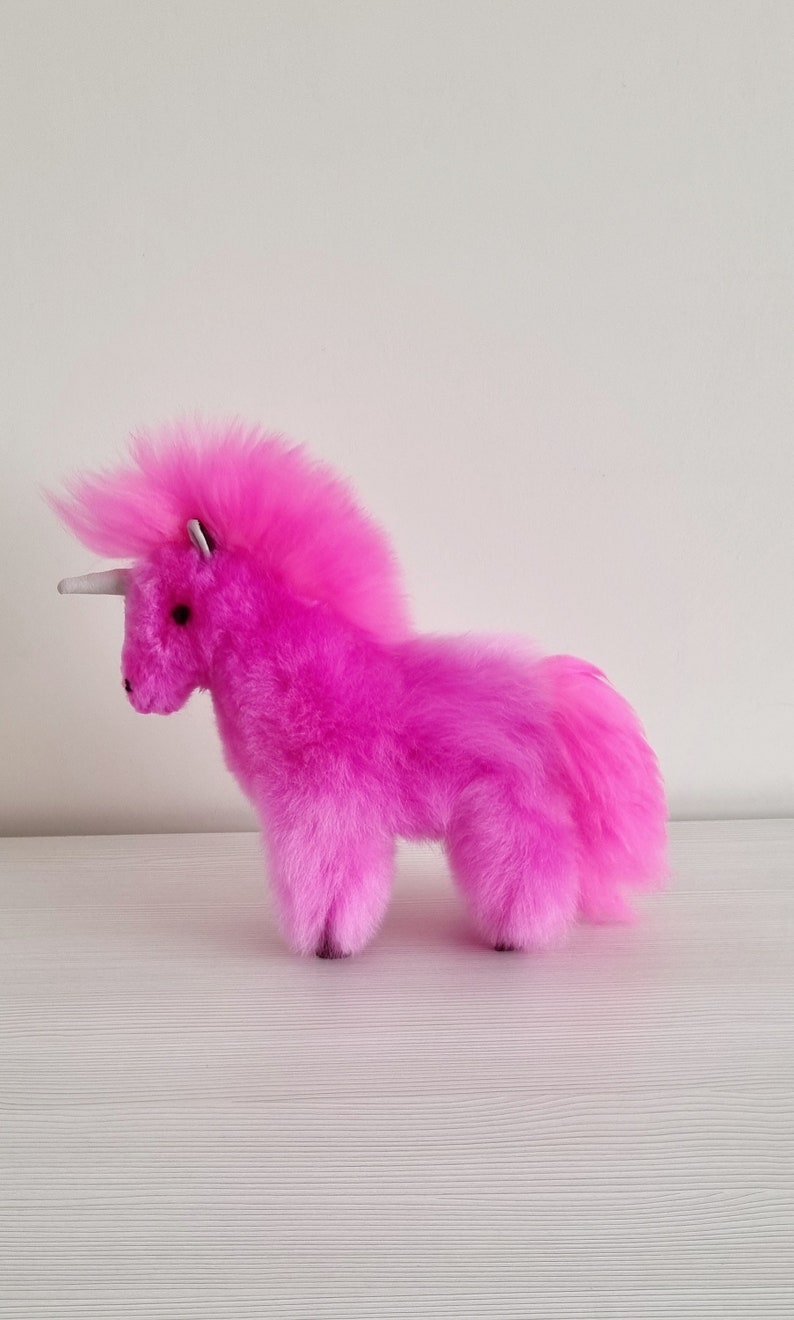 Lovely UNICORN 100% Alpaca Fur, 12IN, handmade in Peru. Free shipping zdjęcie 2