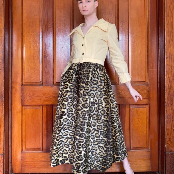 60s Leopard maxi dress with matching belt