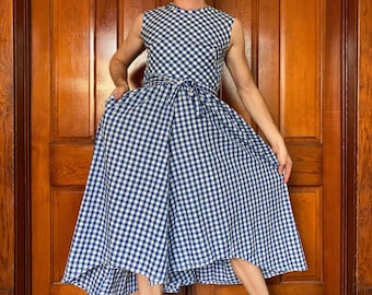 60er Jahre Vichykaro Overall mit weitem Bein