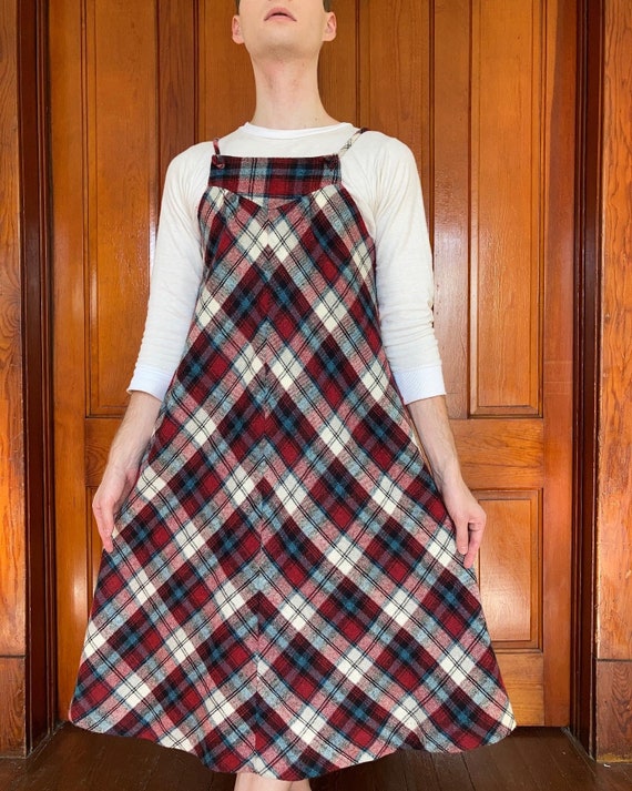 70s plaid tent dress