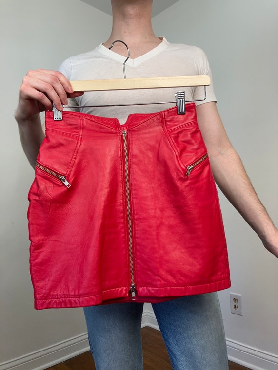 80s North Beach Leather red leather mini skirt - image 1