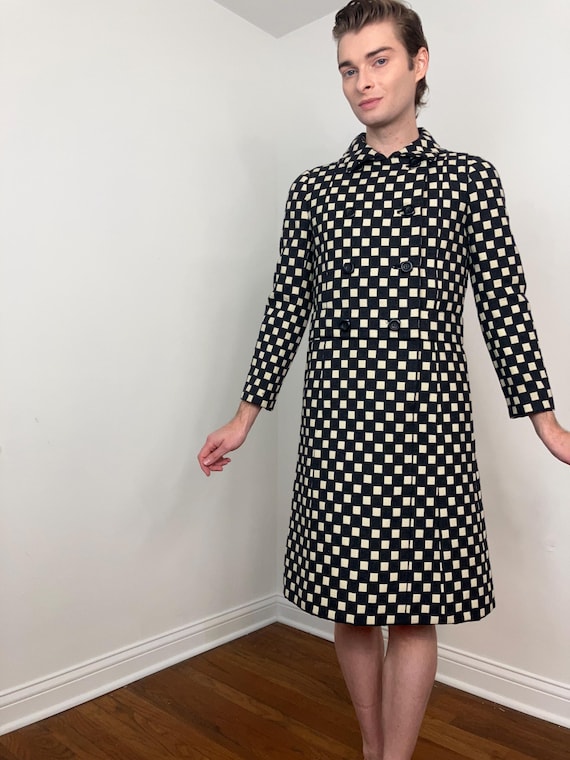 60s I. Magnin mod op-art checkered pattern double… - image 2