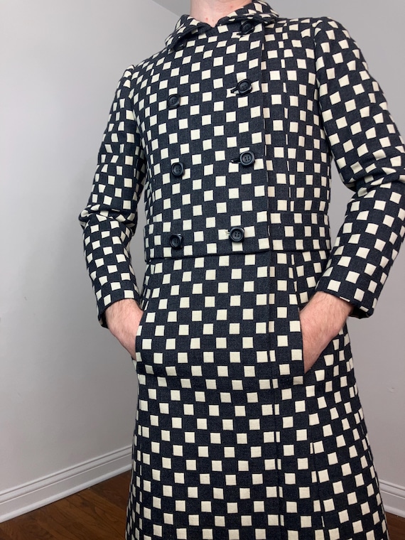 60s I. Magnin mod op-art checkered pattern double… - image 10