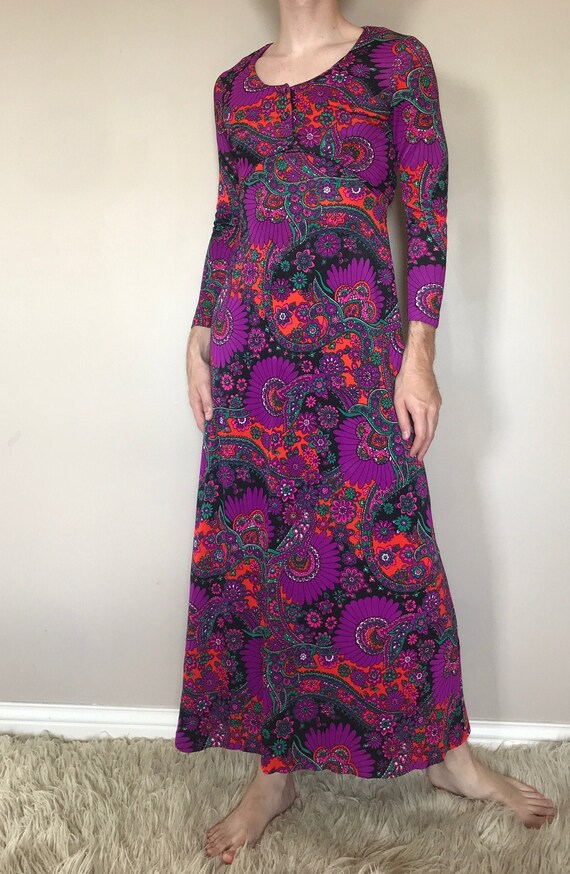 60s/70s Paisley and floral maxi dress with matchin