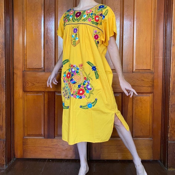 70s Mexican hand embroidered dress