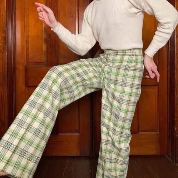 70s High waisted plaid pants
