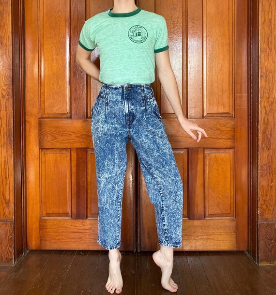 80s high waisted acid wash jeans