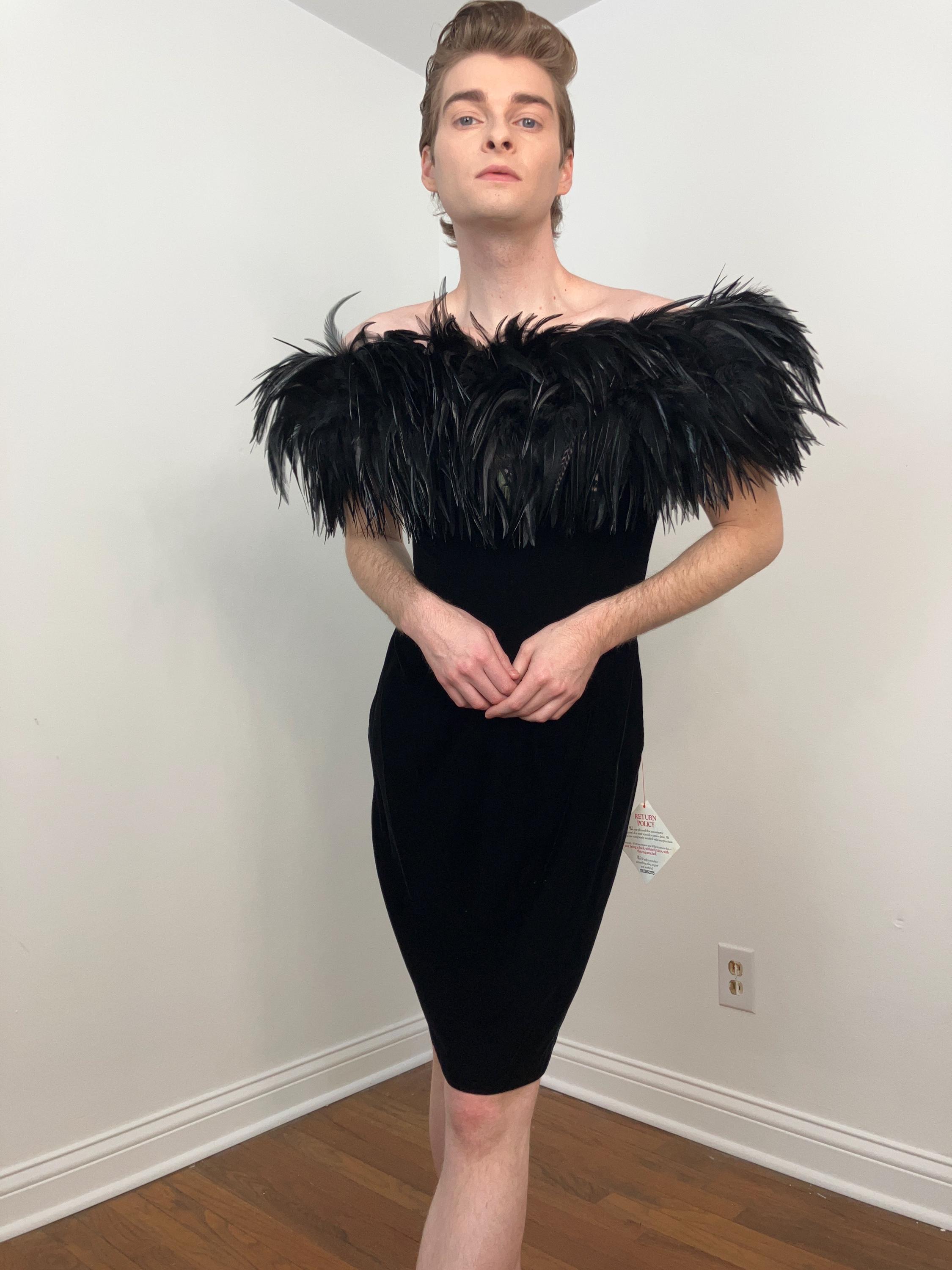 Vintage Velvet Dress Feathers - Etsy