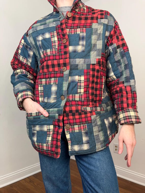 90s Patch Magic quilted patchwork reversible jack… - image 14