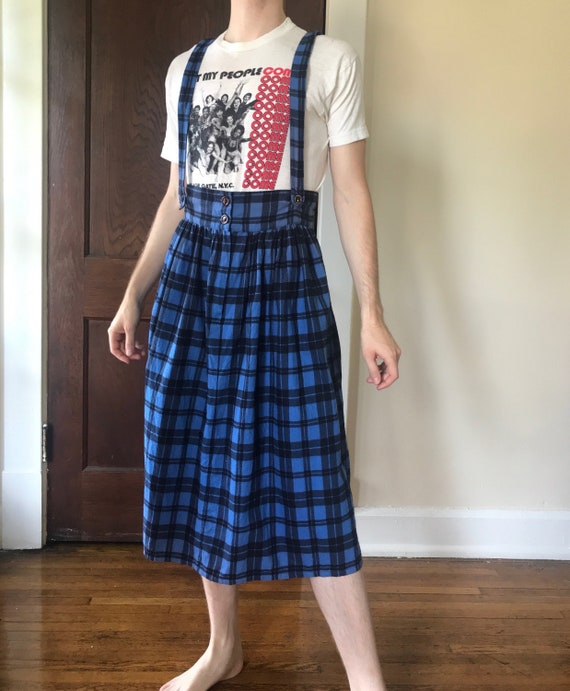 Late 70s / Early 80s Plaid suspender skirt