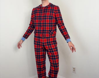 Traje de pantalón de tres piezas a cuadros Pendleton vintage de los años 60 con falda a juego.