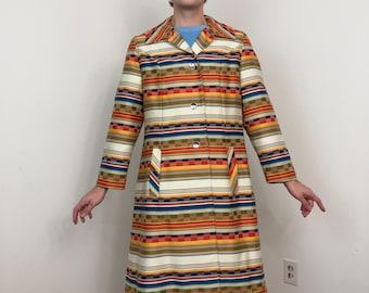 Vintage 60s New old stock mod mutli colored rainbow striped coat