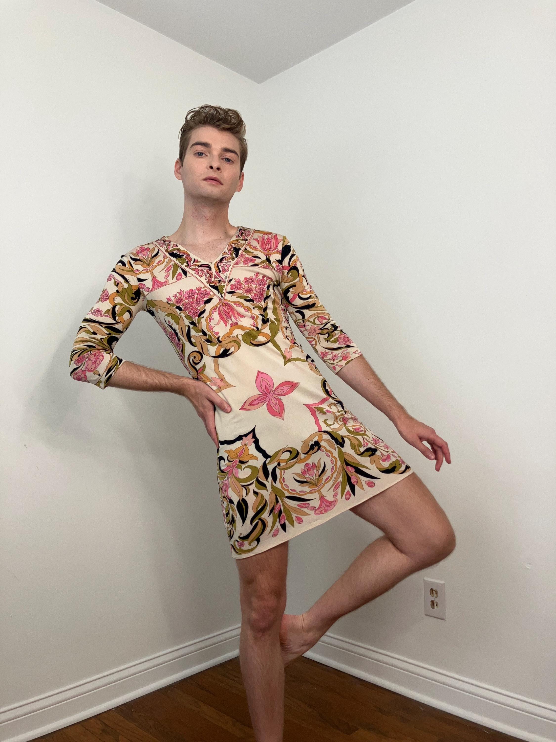 70s Emilio Pucci Jersey Silk Floral Mini Dress - Etsy