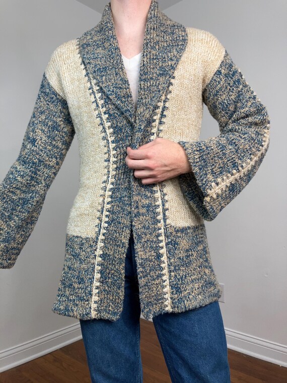70s Patchwork space dye cardigan - image 10