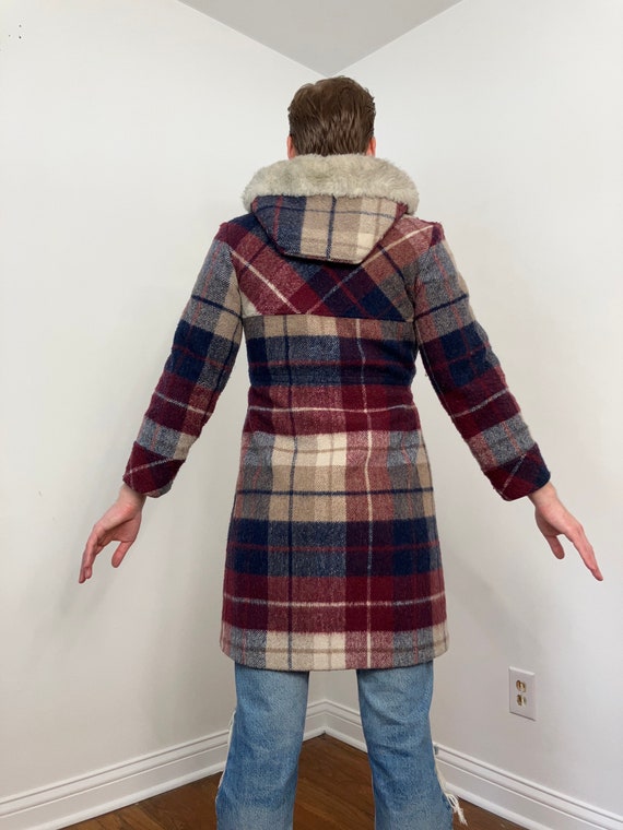 70s Hooded plaid coat - image 9