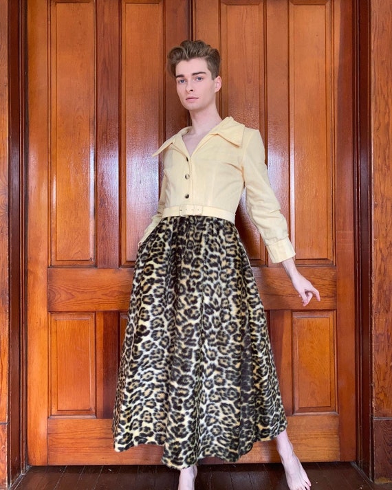 60s Leopard maxi dress with matching belt