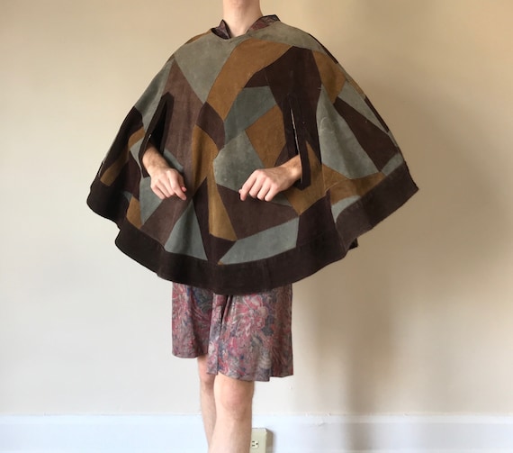 70s Suede patchwork cape