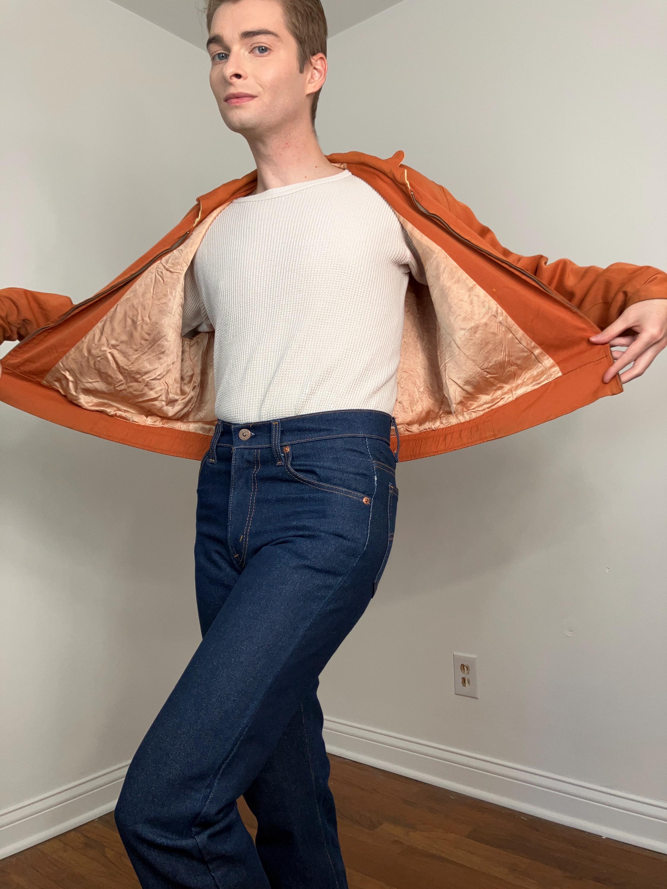 50s Orange Rayon Gabardine With Houndstooth Insert Ricky Jacket - Etsy