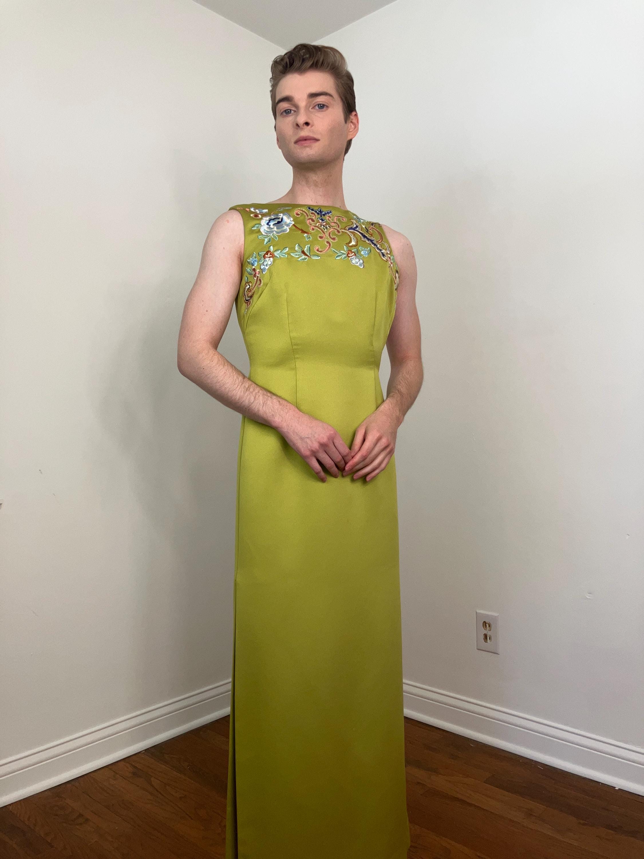 90s Victor Costa Embroidered Satin Gown: Nicole Kidman Red Carpet