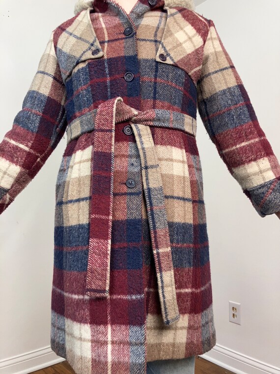 70s Hooded plaid coat - image 6