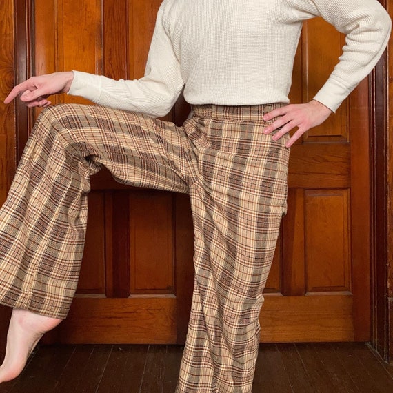 70s High waisted plaid pants