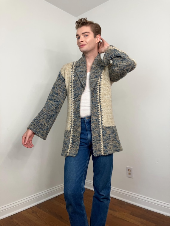 70s Patchwork space dye cardigan - image 2