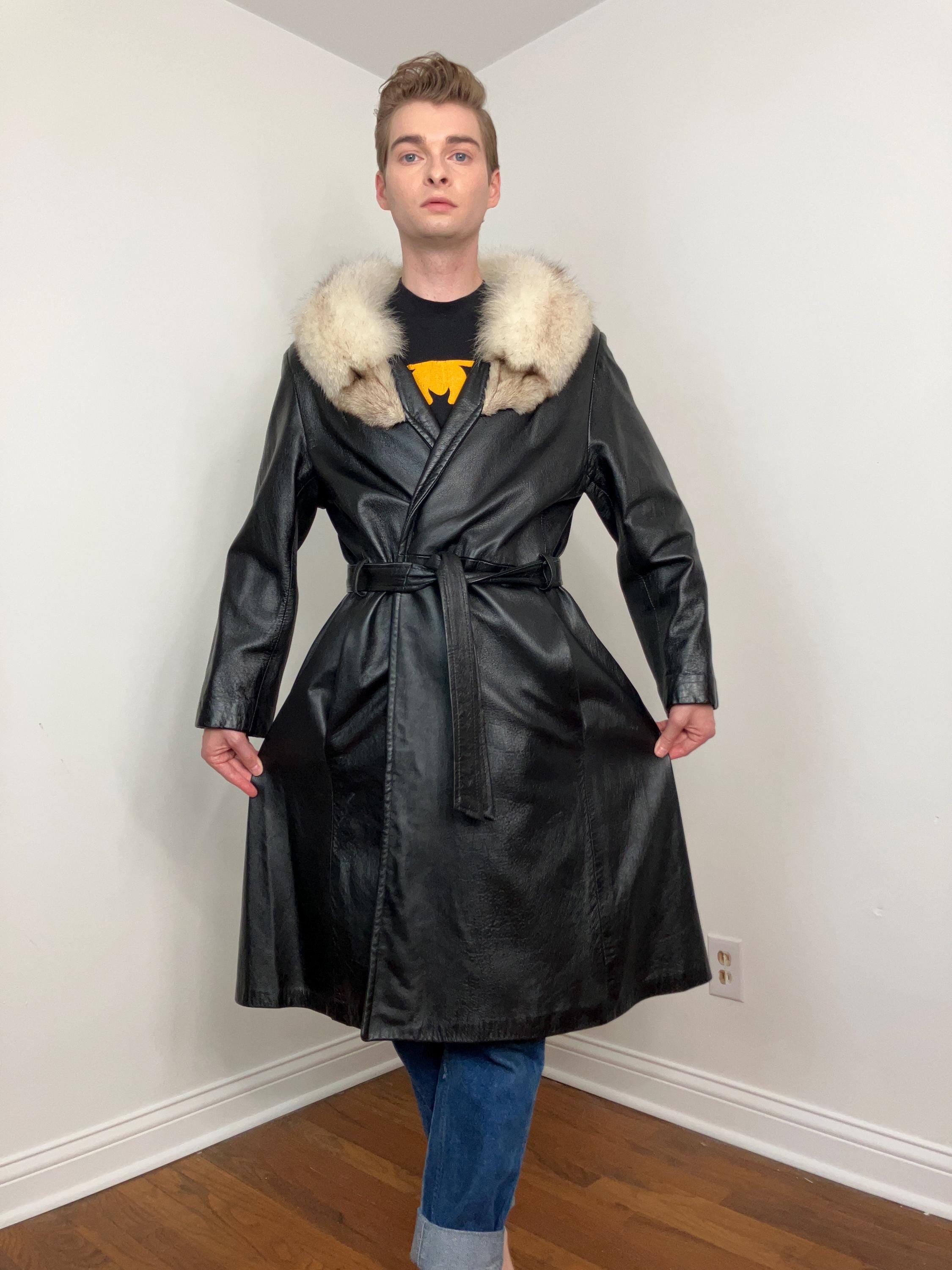 70s Leather Coat - Etsy