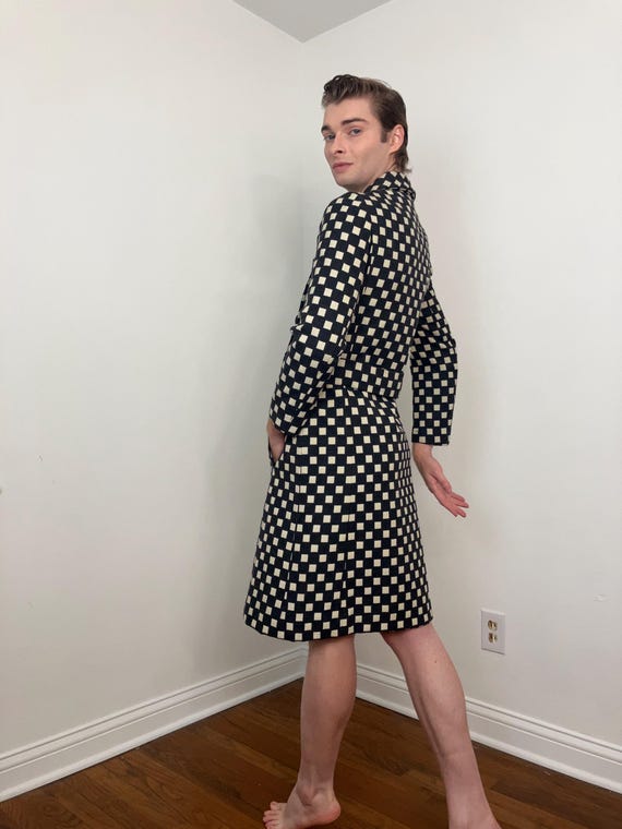 60s I. Magnin mod op-art checkered pattern double… - image 8