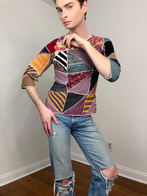 70s Patchwork sweater - image 2