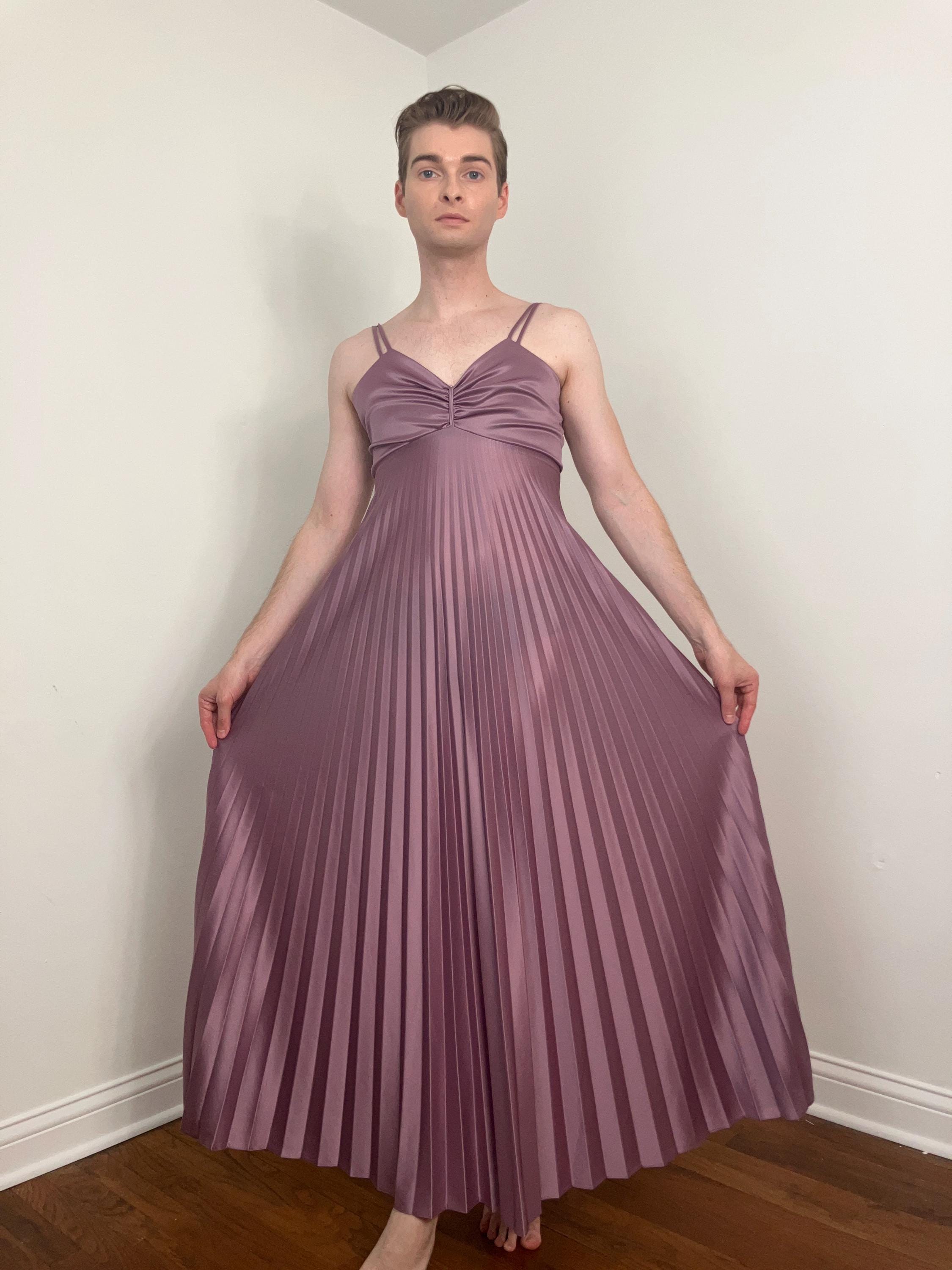 70s Lilac Accordion Pleated Maxi Dress - Etsy