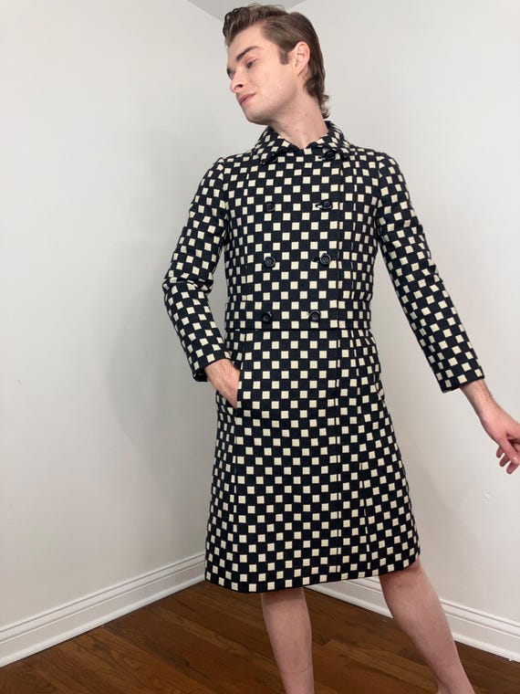 60s I. Magnin mod op-art checkered pattern double… - image 4