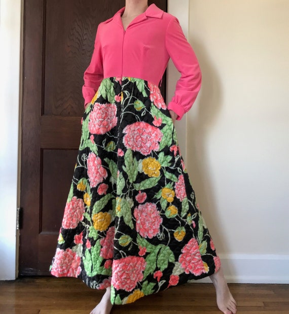 70s Evelyn Pearson quilted house dress