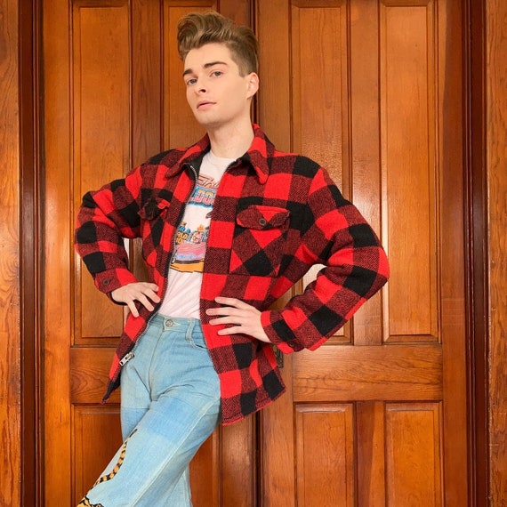 60s/70s buffalo plaid jacket