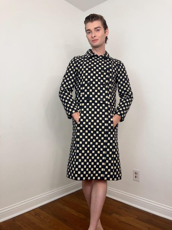 60s I. Magnin mod op-art checkered pattern double… - image 3
