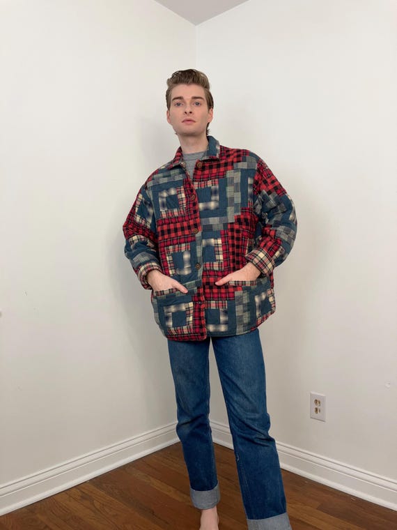 90s Patch Magic quilted patchwork reversible jack… - image 1