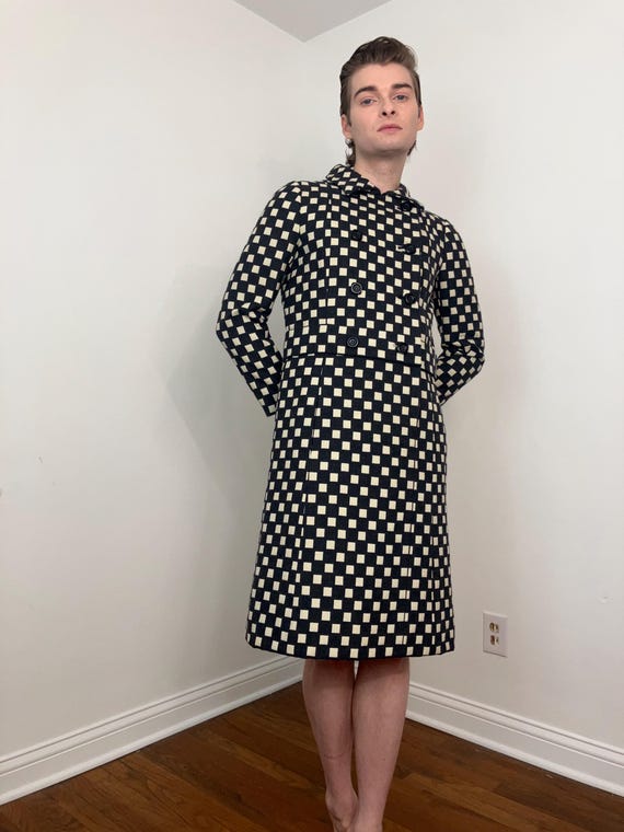 60s I. Magnin mod op-art checkered pattern double… - image 5