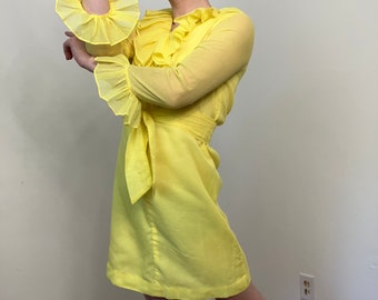 60s Yellow ruffled dress