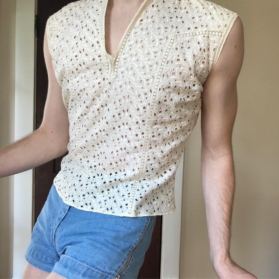 40s Cotton eyelet blouse