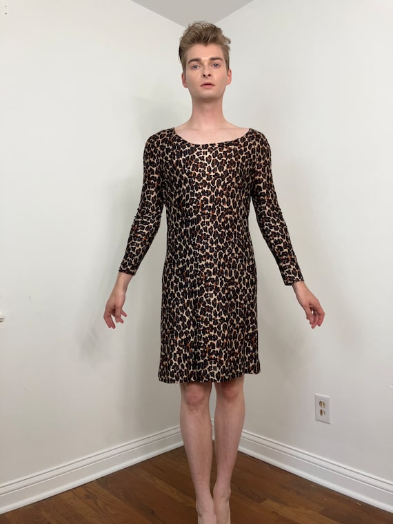 70s Handmade leopard print dress