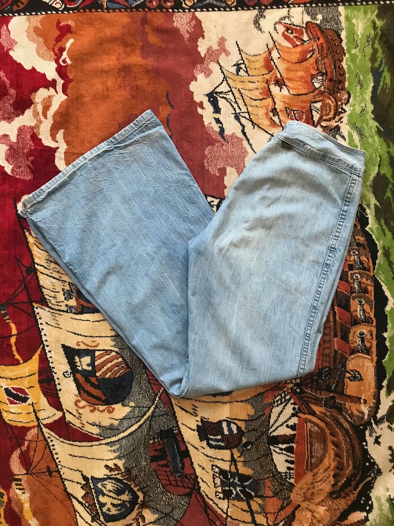 70s Double front zip high waisted Wrangler bell bottoms