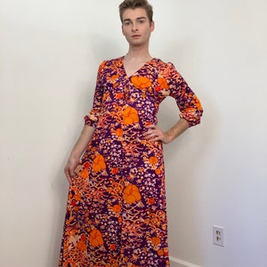 70s Abstract floral maxi dress image 5