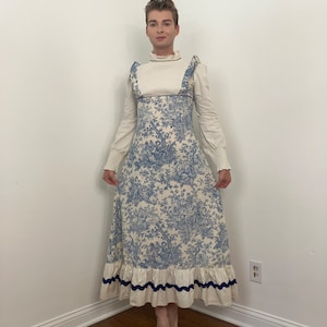 Zeldzame jaren 70 Toile De Jouy black label Gunne Sax-jurk