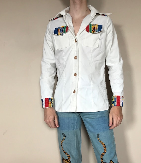 70s Rainbow shirt jacket