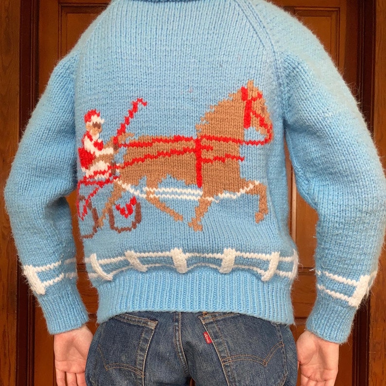 60s Early 70s Hand Knit zip up cardigan