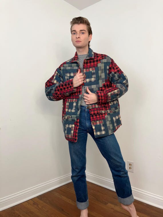 90s Patch Magic quilted patchwork reversible jack… - image 3