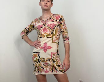 70s Emilio Pucci Jersey Silk Floral Mini Dress - Etsy