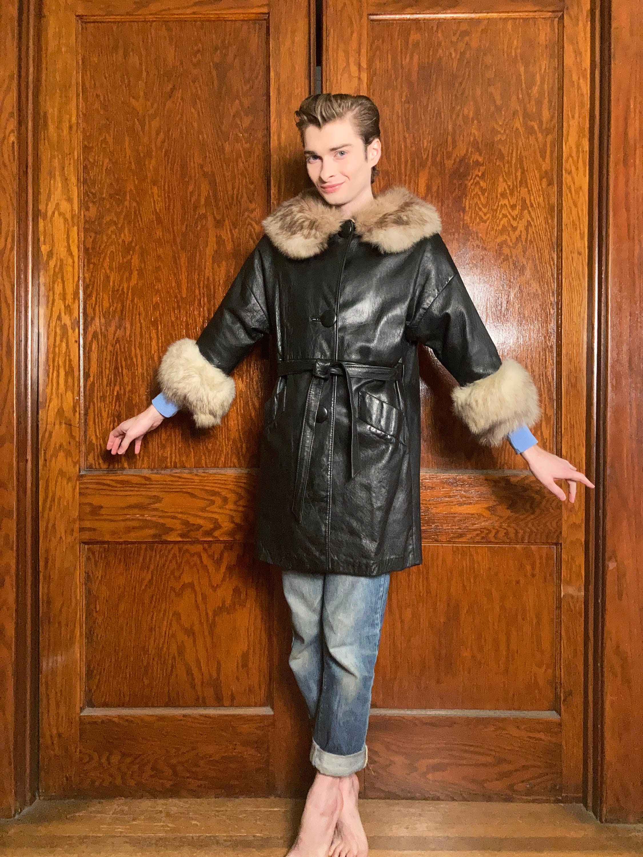 Vintage Leather Coat - Etsy